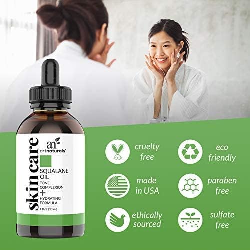 Squalane Oil - Pure & Natural Plant Facial Oil - Cold Pressed and Unrefined Premium Grade Multipurpose Moisturizing Oil for Skin